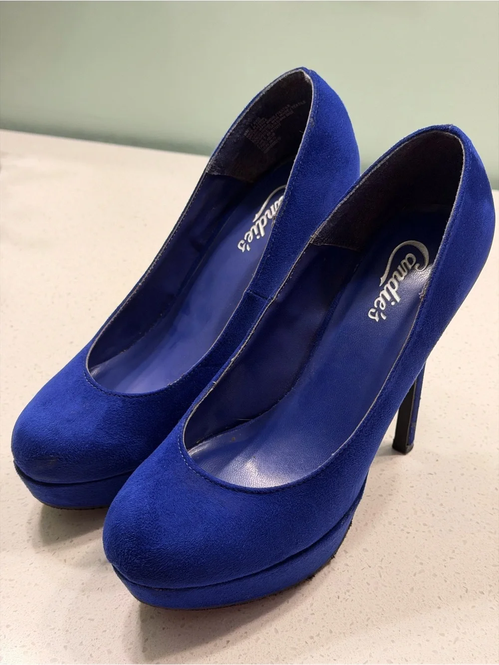 Candie's Cobalt Suede Platform Pumps
